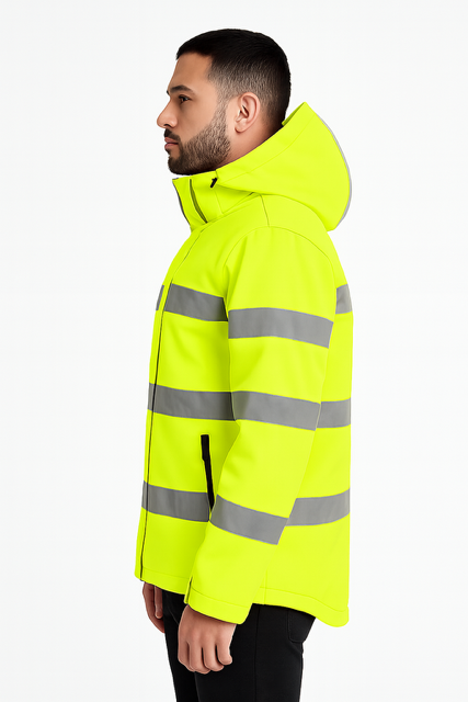 High-vis jas - hoog zichtbaarheid jas - soft shell – Fluorescerend Geel - Image 4